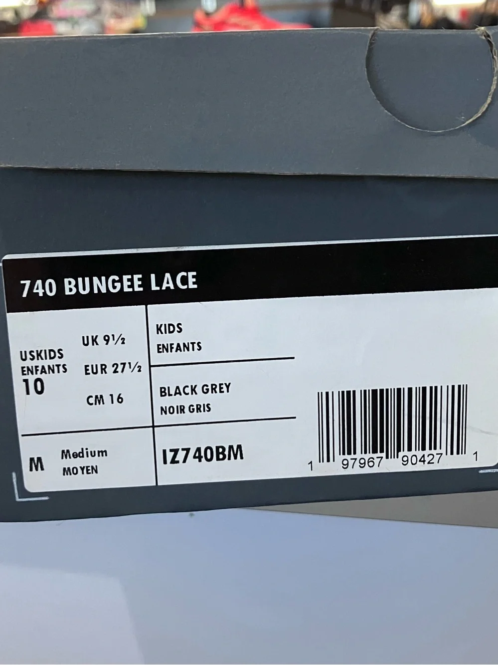 New Balance 740 Bungee Lace TD Black Silver Metallic Size 10C